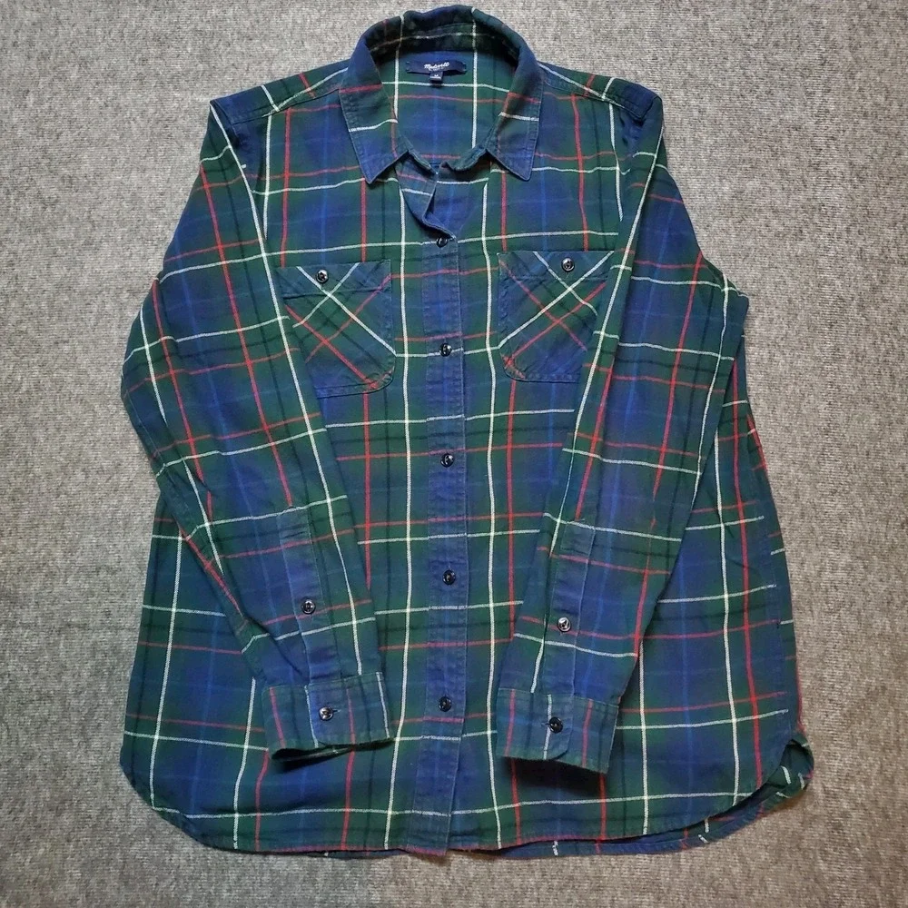 Madewell Plaid Button Down Shirt - Blue and Green - Picture 1 of 7